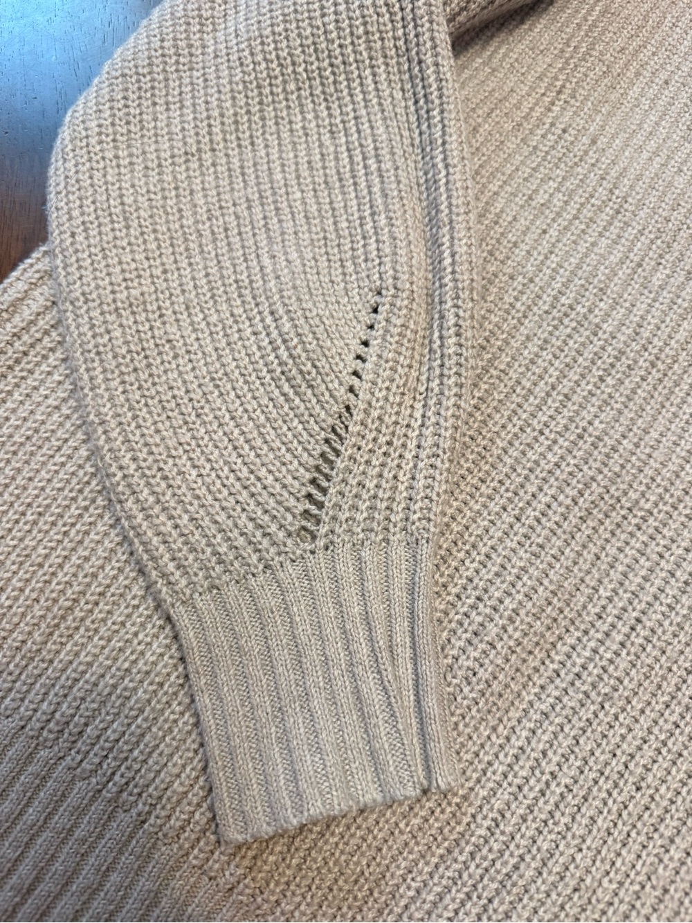 Pink Clover Light Beige Ribbed Raglan Pullover Sweater - Picture 8 of 15